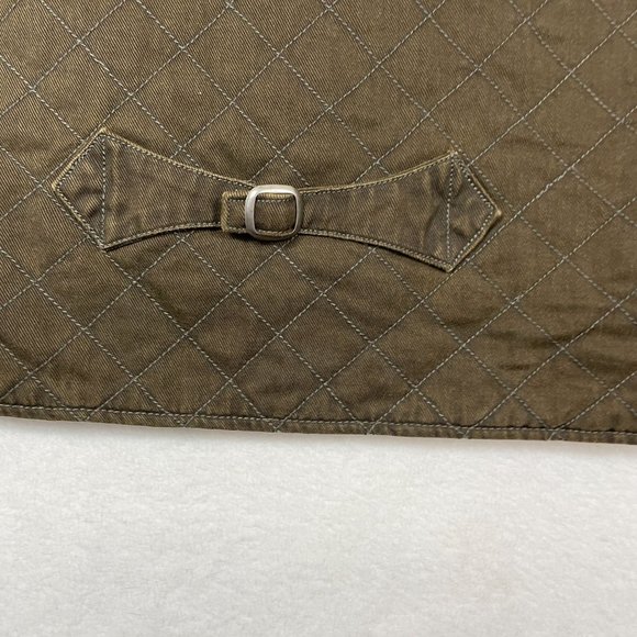 Woolrich Fleece Lined Canvas Quilted Button Vest Size L Saddle Brown Equestrian - Picture 7 of 12